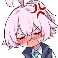 a cartoon drawing of a girl with pink hair and a red x on her head
