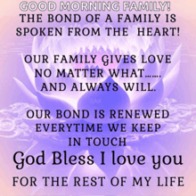 a good morning family message with a lotus flower in the background