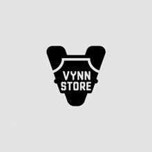 a black and white logo for vynn store with a dog