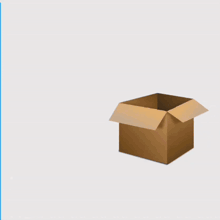 a man in a suit stands next to a cardboard box