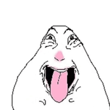 a cartoon drawing of a person with their tongue out .