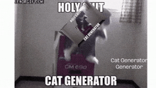 a picture of a cat with the words cat generator on it