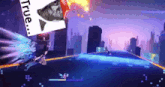 a video game is being played with a picture of obama on the screen .