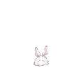 a pixel art of a bunny rabbit surrounded by a bunch of stars and a full moon .