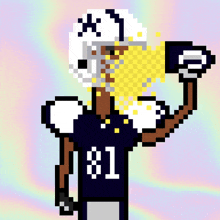 a pixel art drawing of a football player with the number 81 on his jersey