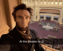 a man dressed as abraham lincoln takes a selfie