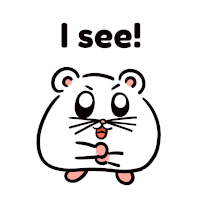 a drawing of a hamster says i see