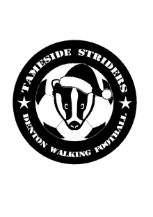 a black and white logo for tameside striders walking football