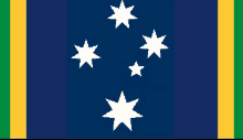 a blue and yellow flag with white stars