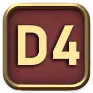 a red square with the letter d4 in gold