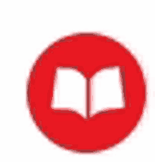 a red circle with an open book in the middle of it .