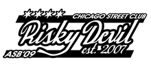 a black and white logo for the risky devil street club