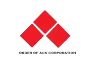 a logo for the order of ack corporation with red squares on a white background