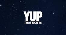 a logo for a company called yup that exists in a starry night sky .