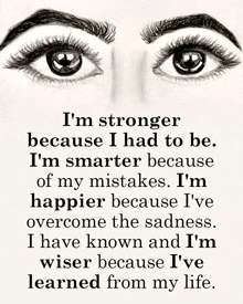 a black and white drawing of a woman 's eyes with a quote below them