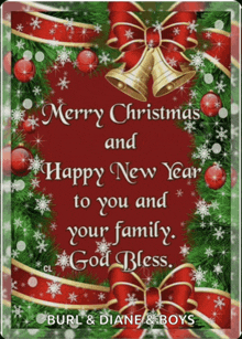 a merry christmas and happy new year card from burl and diane & boys