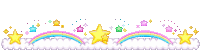 a border with a rainbow and stars on a white background