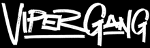 the logo for the band viper gang is written in white graffiti on a black background .