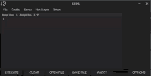 a screenshot of a program called krnl with a script in the middle