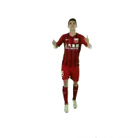 a soccer player wearing a red and black jersey with the number 8 on it
