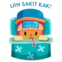 a cartoon illustration of a person with a thermometer in their mouth and the words ijin sakit kak