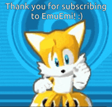 tails from sonic the hedgehog is giving a thumbs up sign