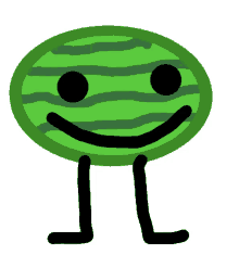 a cartoon drawing of a watermelon with a smile on its face