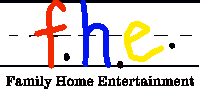 a logo for family home entertainment with a red blue and yellow lettering