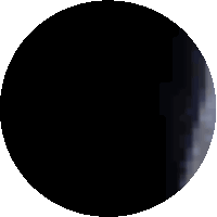 a black circle on a white background with a gray border