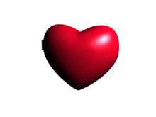 a red heart on a white background with a small hole in the middle