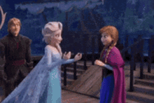 elsa and anna from the movie frozen are standing next to each other