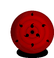 a red circle with a black swirl on it