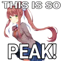 a picture of a girl with the words this is so peak on it