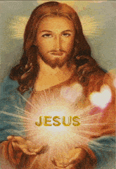 a painting of jesus with the word jesus on the bottom