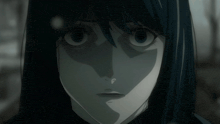 a close up of a girl 's face with a shadow on her nose