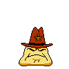 a pixel art of a frog wearing a cowboy hat with a star on it .