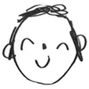 a black and white drawing of a child 's face with a smiling face .