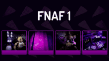 a poster for five nights at freddy 's 1 with four pictures of the characters