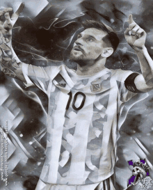 a poster of a soccer player with the number 10 on his jersey