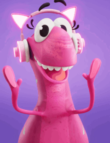 a cartoon character wearing headphones with cat ears