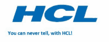 a logo for a company called hcl that says you can never tell , with hcl !