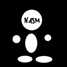 a white circle with the word nasm written on it