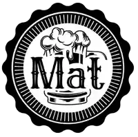 a black and white logo with a mug of beer and the word mat on it .