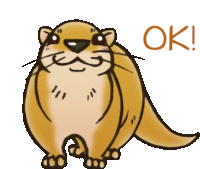 a cartoon of an otter with the word ok written below it