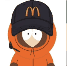 a cartoon character wearing a mcdonalds hat