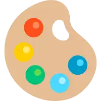 a wooden palette with circles of different colors