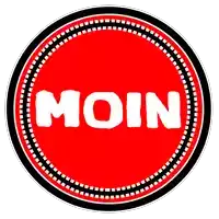 a red circle with the word moin written in white