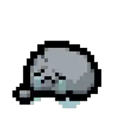 a pixel art drawing of a seal with tears running down its face .