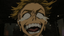 a close up of a cartoon character with tears running down his face