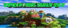 a poster for a video game called minecraft with a bunch of animals on a hill .